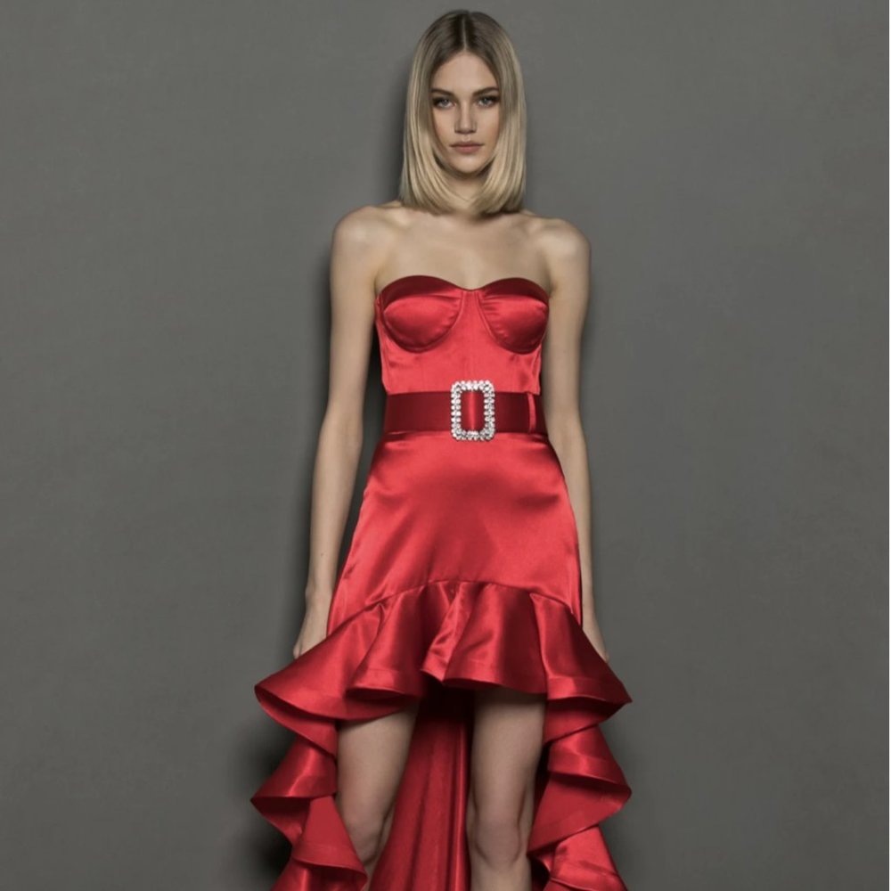Bronx & Banco Rita Hi Low Flame Gown (Red) L